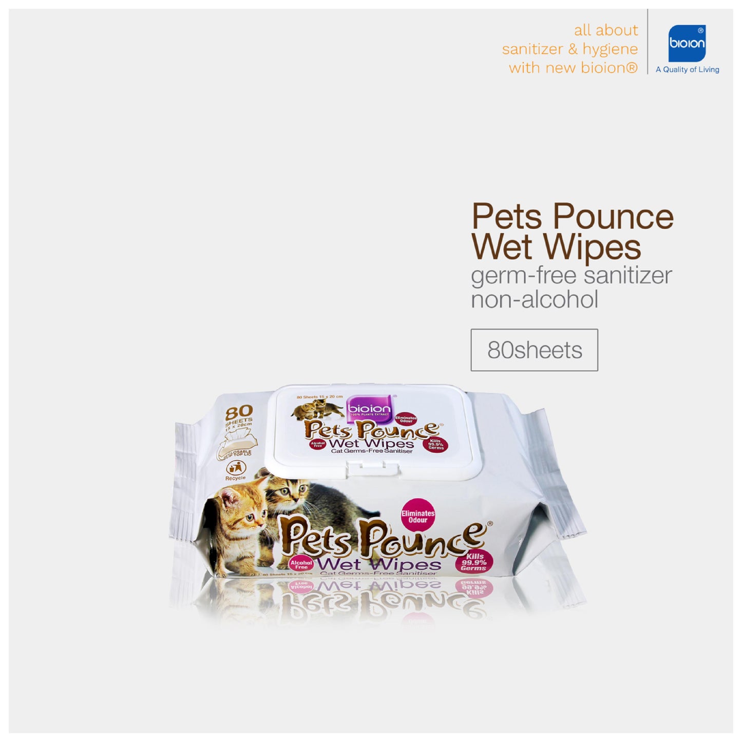 Bioion Pets Pounce Wet Wipes