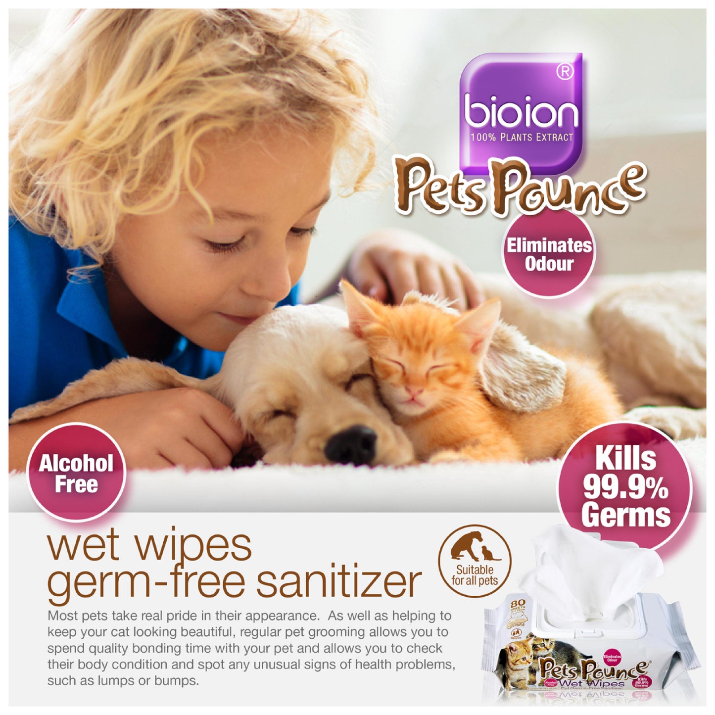 Bioion Pets Pounce Wet Wipes